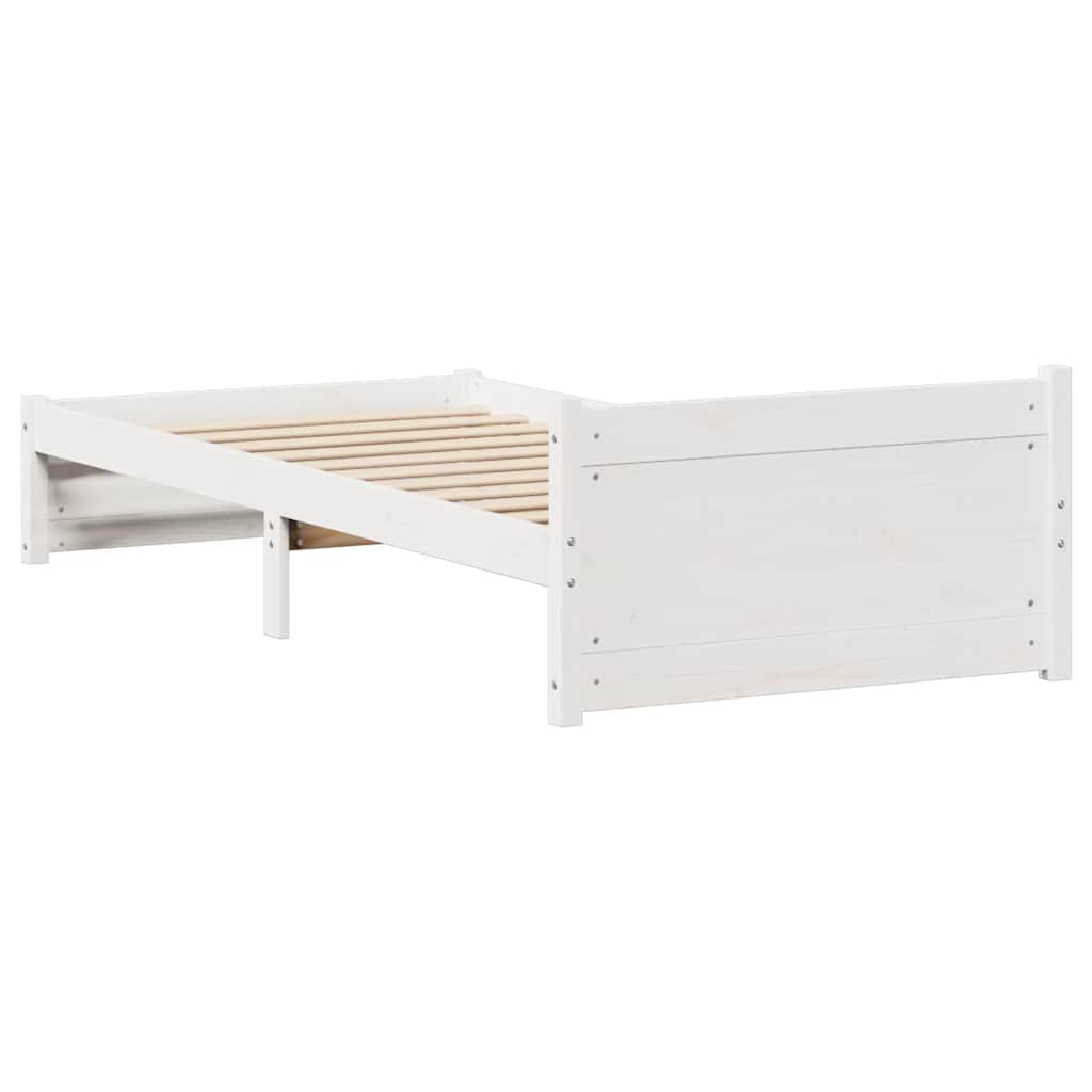 Massivholzbett ohne Matratze Weiß 90x190 cm Kiefernholz