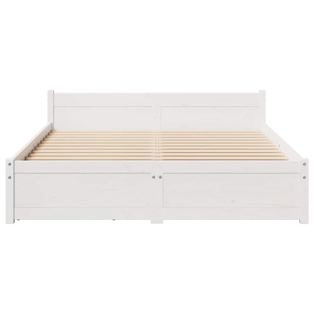 Massivholzbett ohne Matratze Weiß 140x190 cm Kiefernholz
