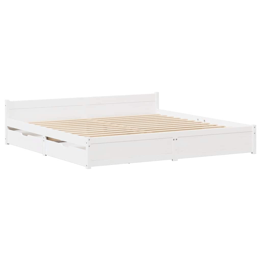 Massivholzbett ohne Matratze Weiß 120x200 cm Kiefernholz
