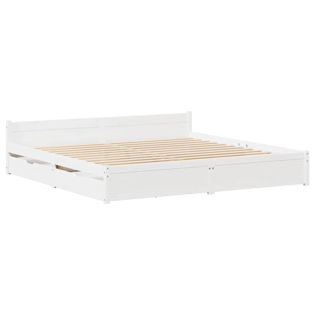 Massivholzbett ohne Matratze Weiß 150x200 cm Kiefernholz