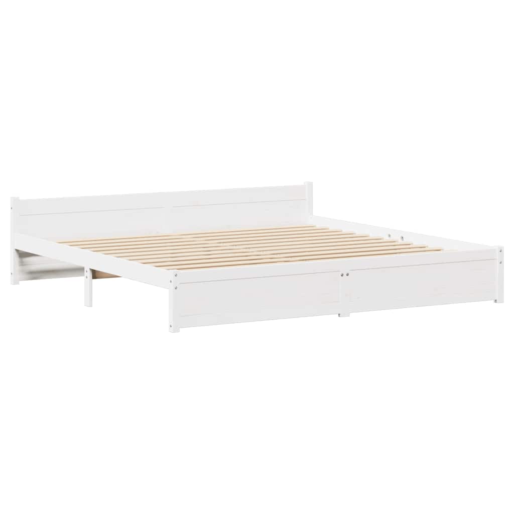 Massivholzbett ohne Matratze Weiß 160x200 Kiefernholz