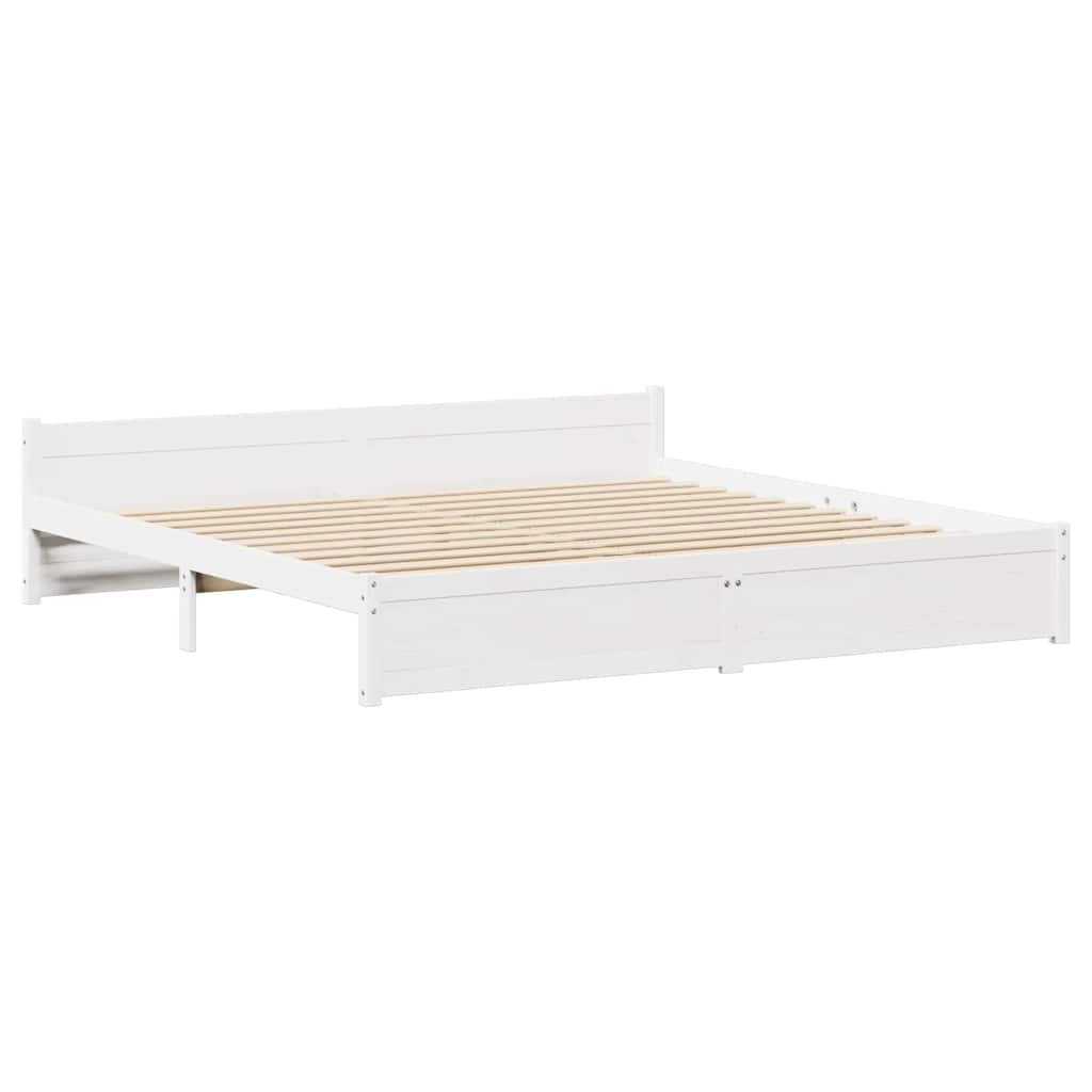 Massivholzbett ohne Matratze Weiß 180x200 cm Kiefernholz