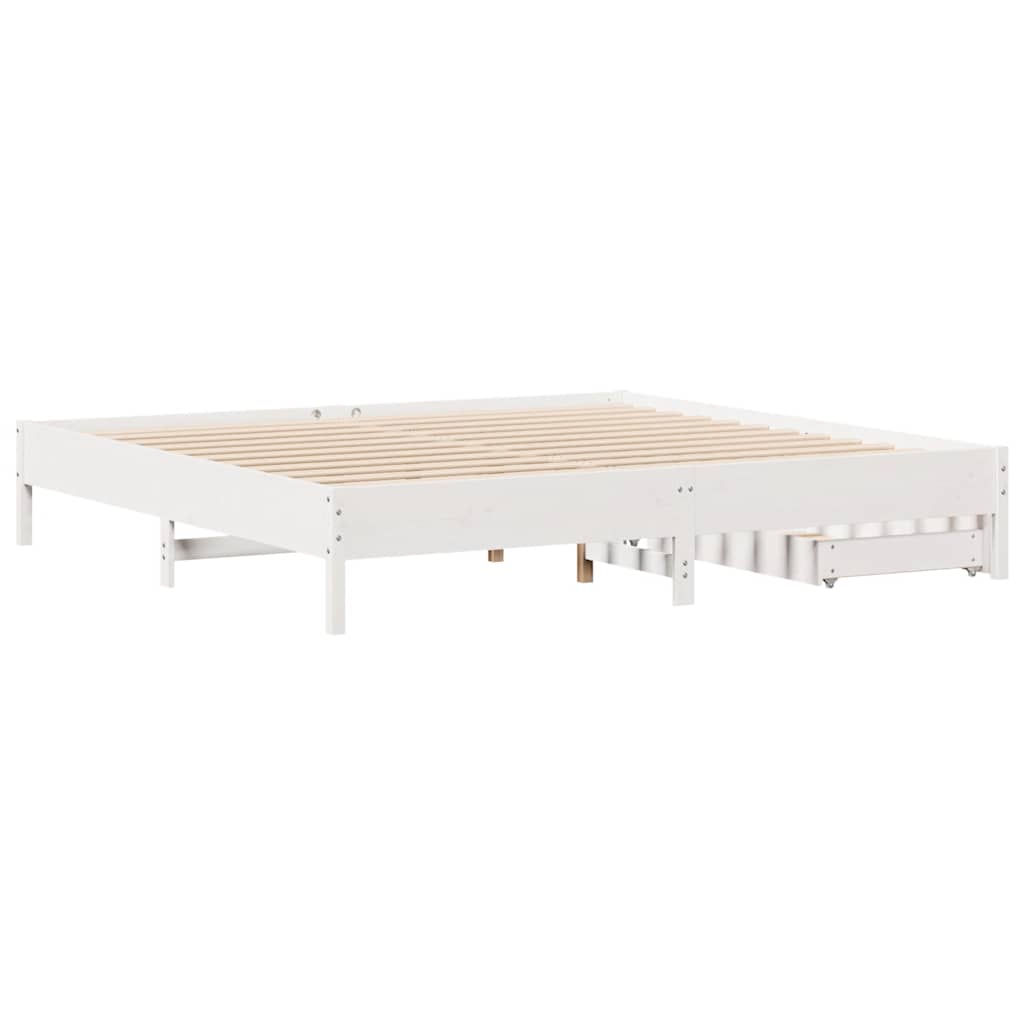 Massivholzbett ohne Matratze Weiß 180x200 cm Kiefernholz