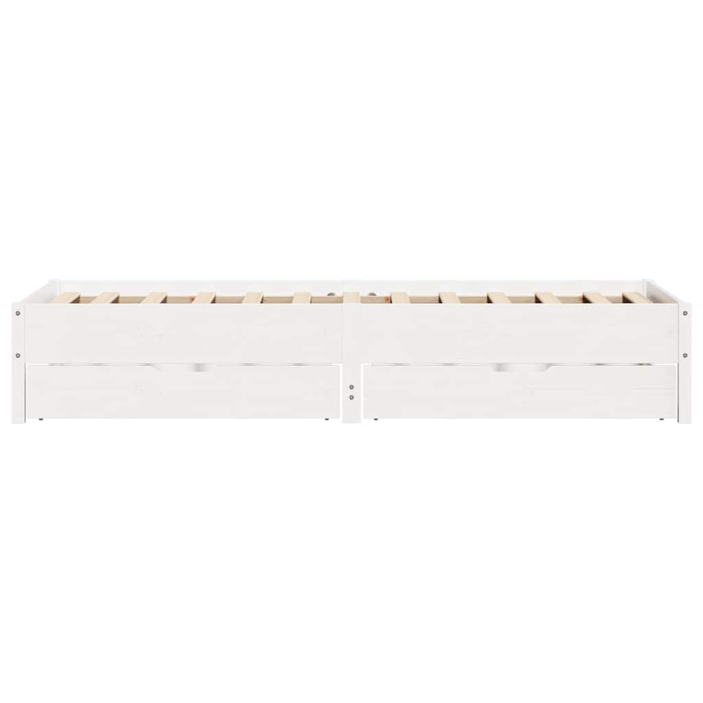 Massivholzbett ohne Matratze Weiß 90x200 cm Kiefernholz