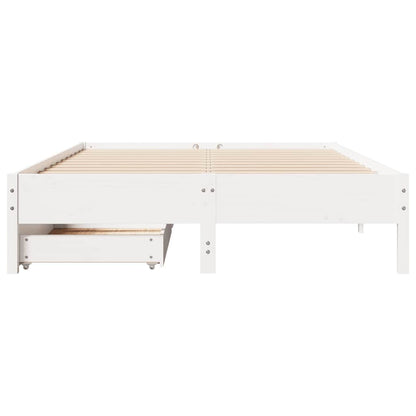 Massivholzbett ohne Matratze Weiß 135x190 cm Kiefernholz