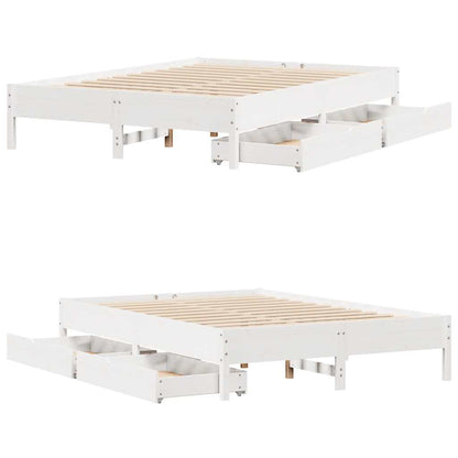 Massivholzbett ohne Matratze Weiß 135x190 cm Kiefernholz