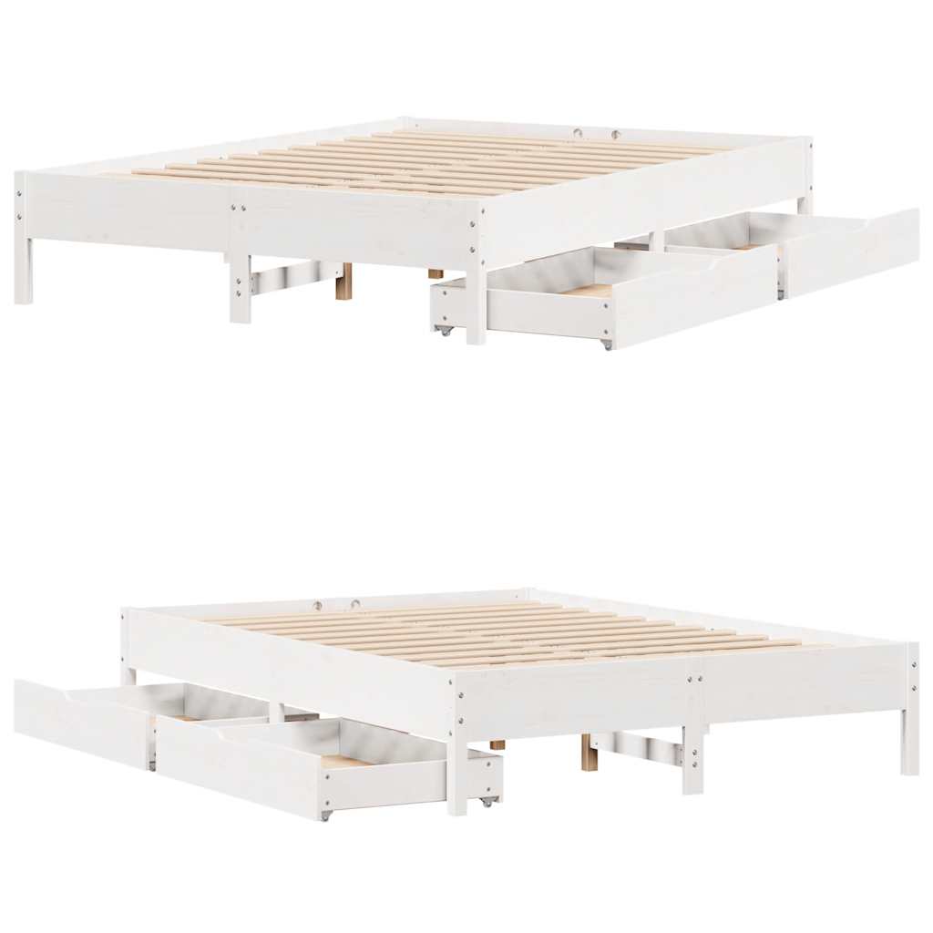 Massivholzbett ohne Matratze Weiß 120x190 cm Kiefernholz