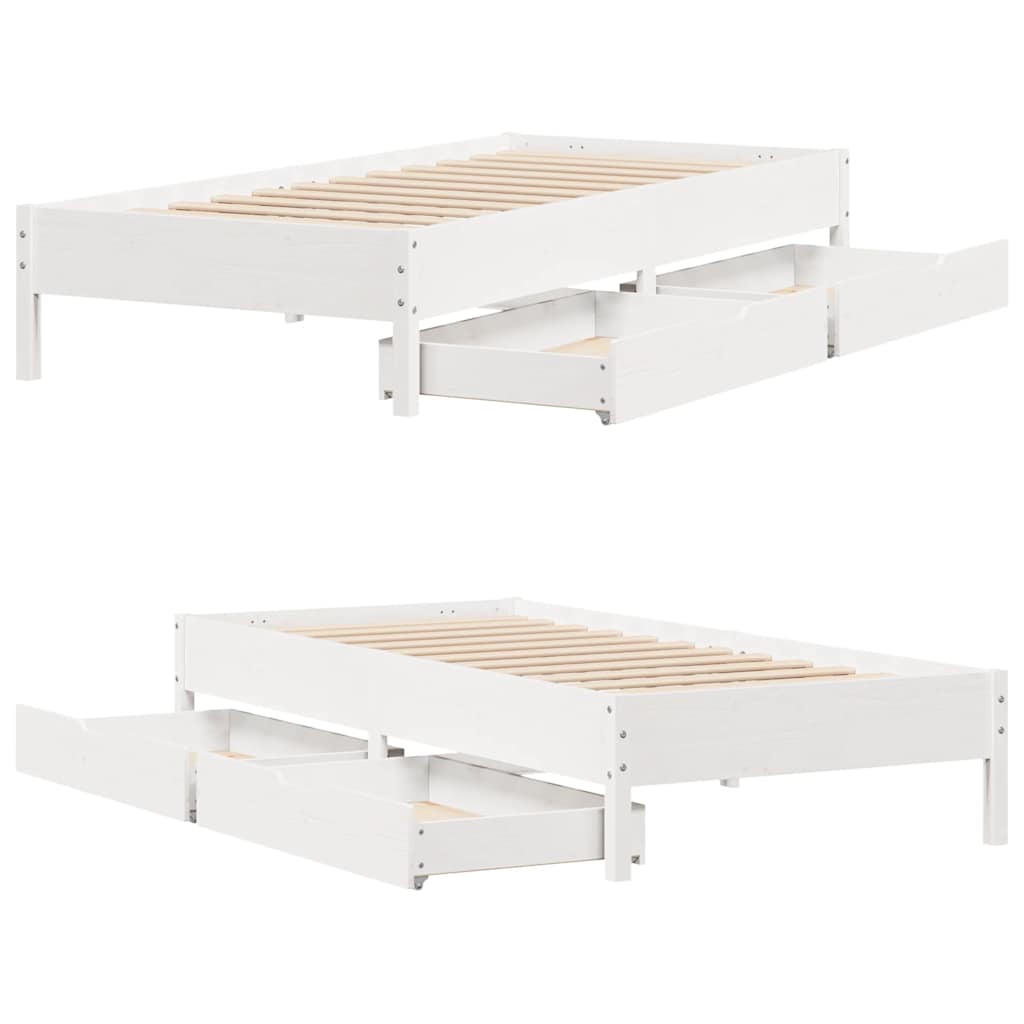 Massivholzbett ohne Matratze Weiß 90x190 cm Kiefernholz
