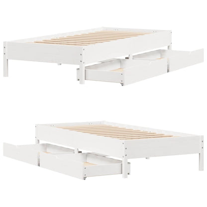Massivholzbett ohne Matratze Weiß 90x190 cm Kiefernholz