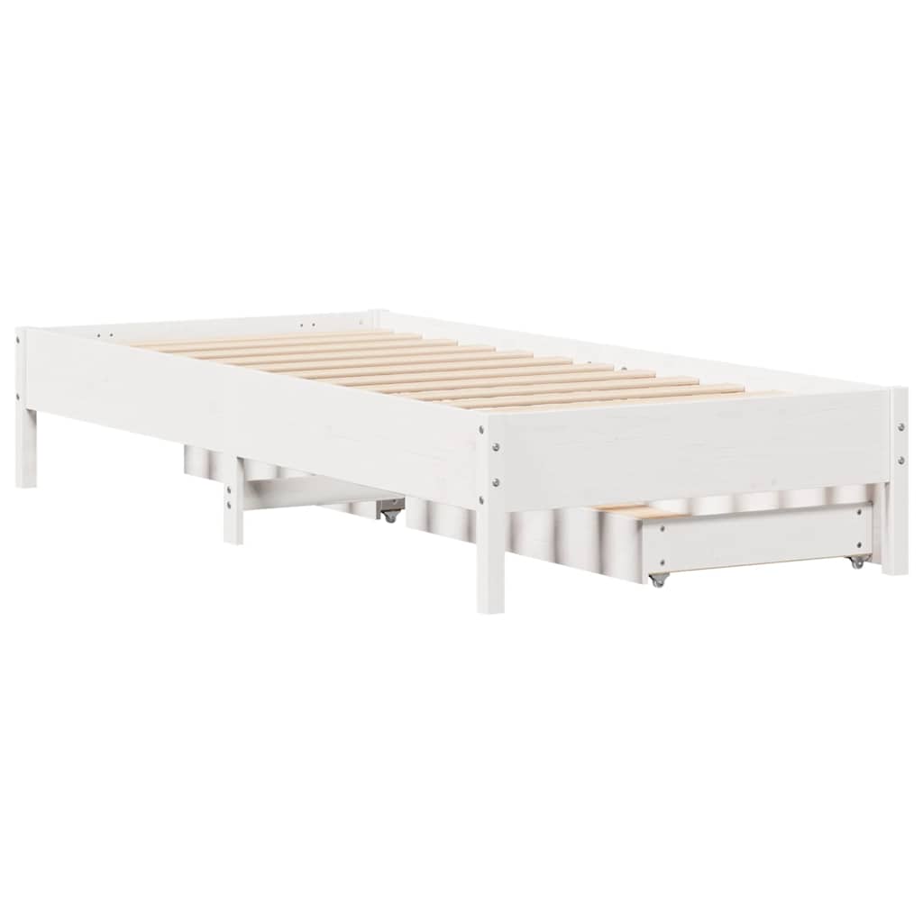 Massivholzbett ohne Matratze Weiß 75x190 cm Kiefernholz
