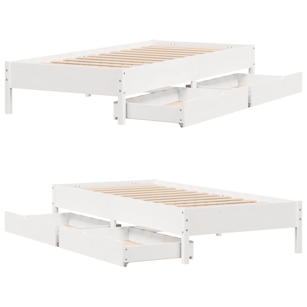 Massivholzbett ohne Matratze Weiß 75x190 cm Kiefernholz