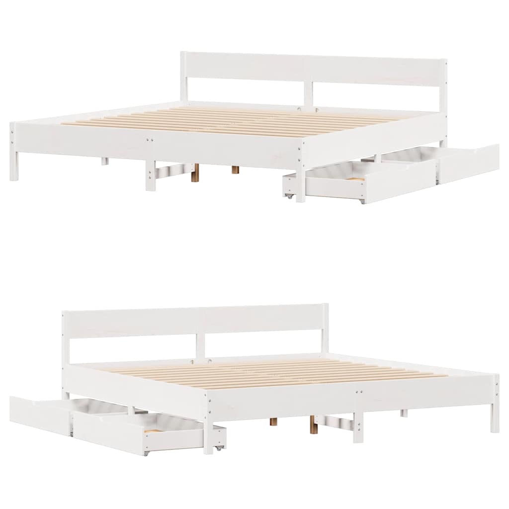 Massivholzbett ohne Matratze Weiß 180x200 cm Kiefernholz
