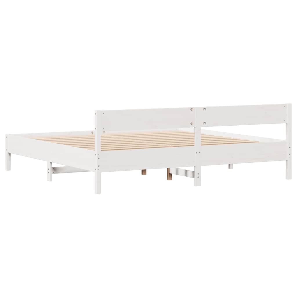 Massivholzbett ohne Matratze Weiß 160x200 Kiefernholz