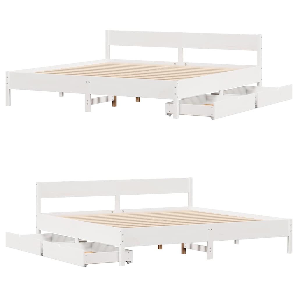 Massivholzbett ohne Matratze Weiß 160x200 Kiefernholz