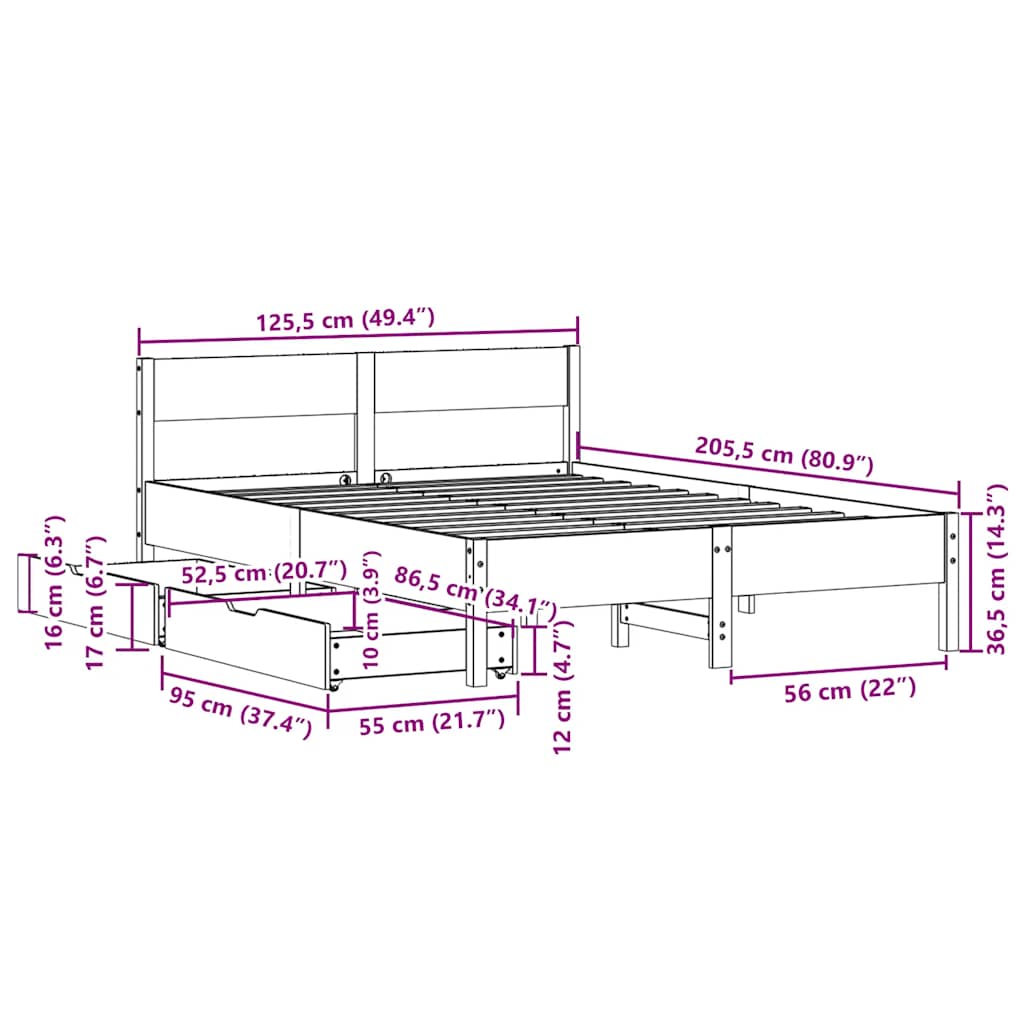 Massivholzbett ohne Matratze Weiß 120x200 cm Kiefernholz