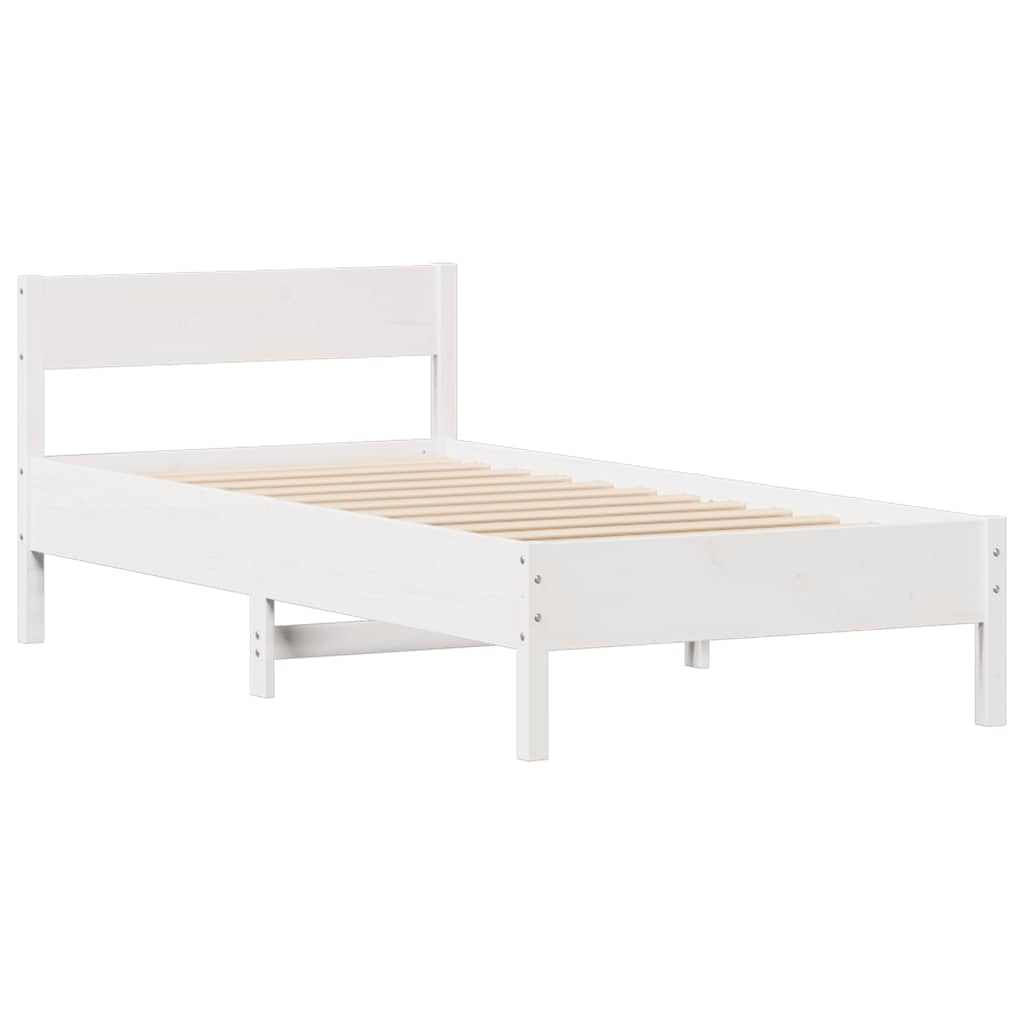 Massivholzbett ohne Matratze Weiß 90x200 cm Kiefernholz