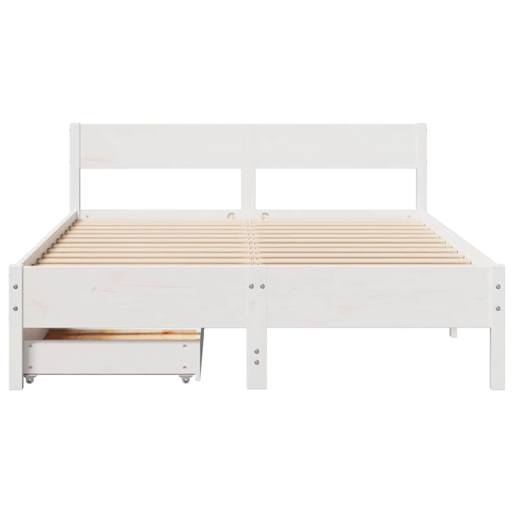 Massivholzbett ohne Matratze Weiß 140x190 cm Kiefernholz
