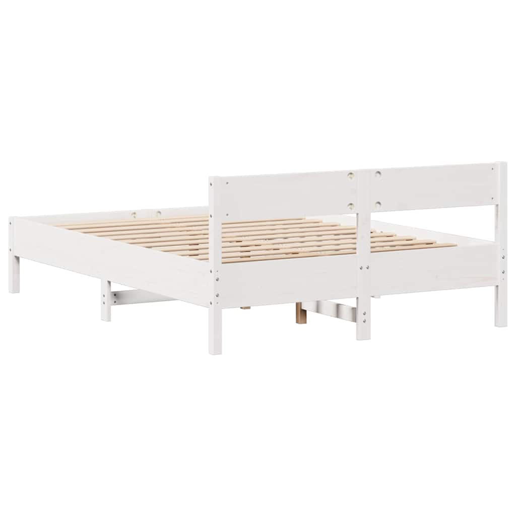 Massivholzbett ohne Matratze Weiß 140x190 cm Kiefernholz