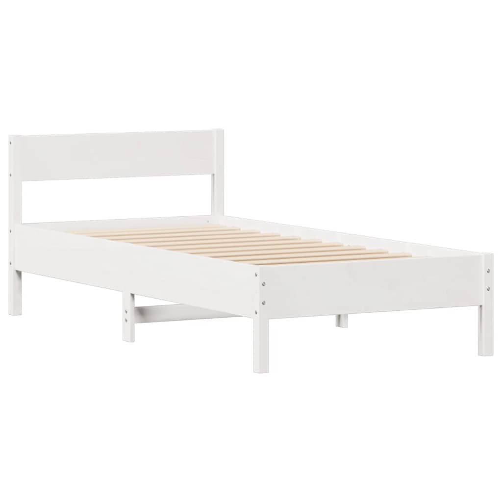 Massivholzbett ohne Matratze Weiß 90x190 cm Kiefernholz