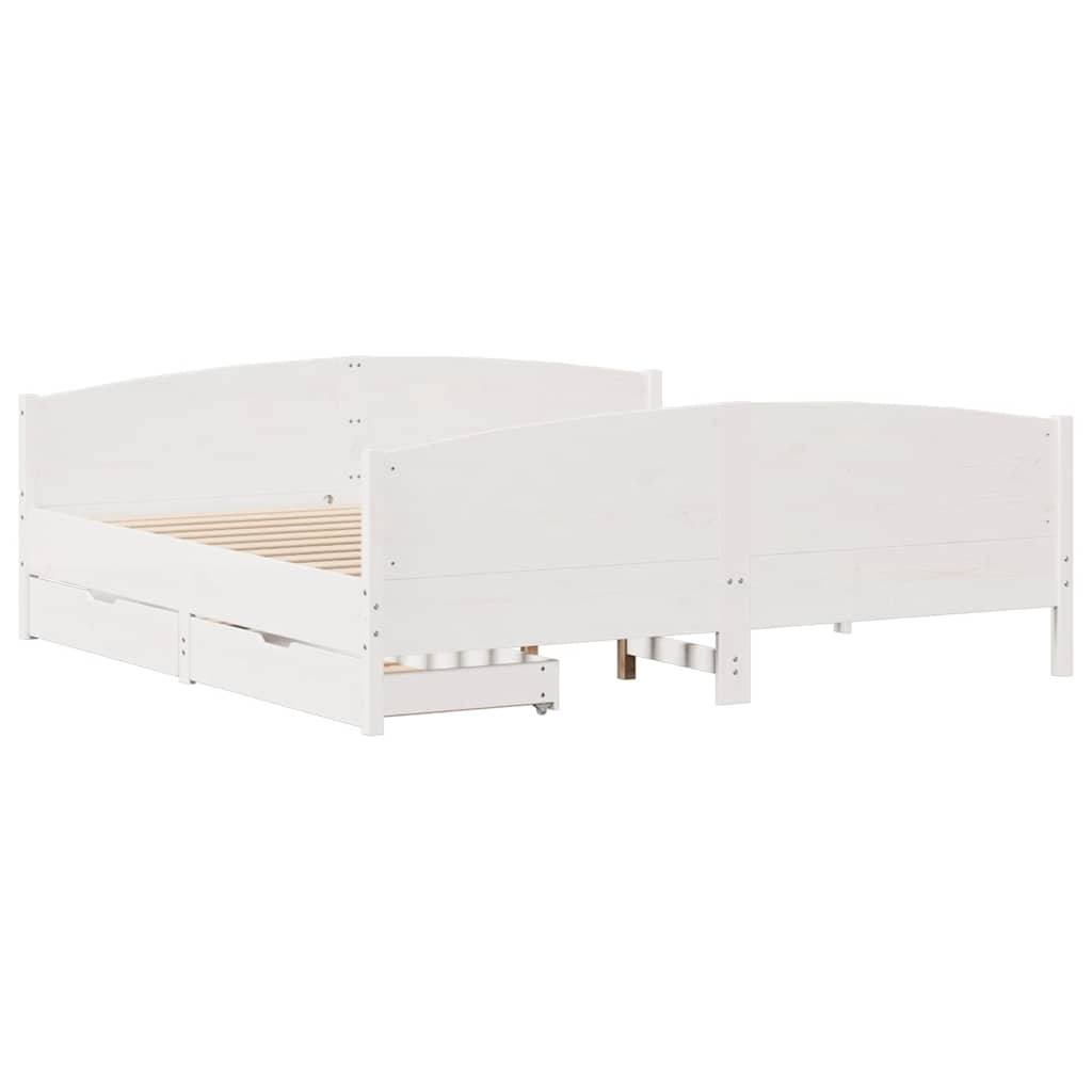 Massivholzbett ohne Matratze Weiß 160x200 Kiefernholz