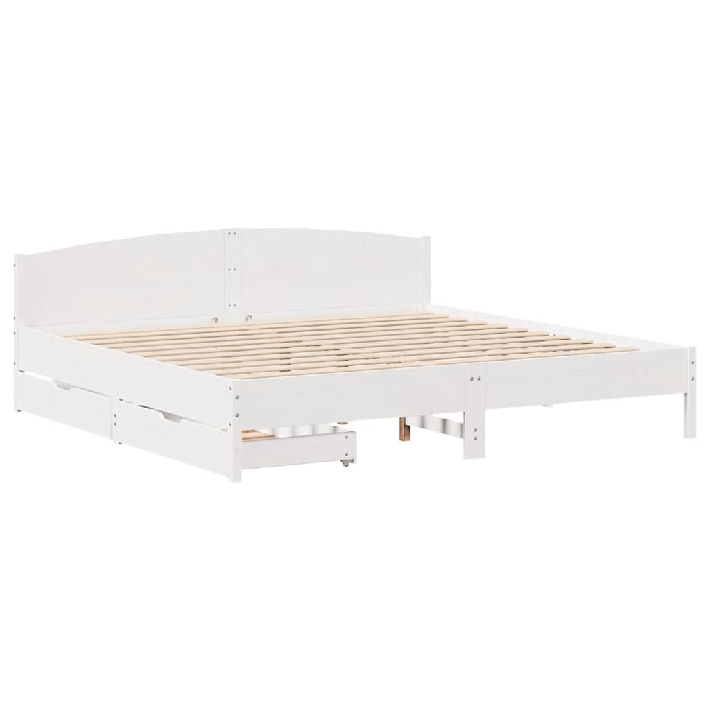 Massivholzbett ohne Matratze Weiß 180x200 cm Kiefernholz