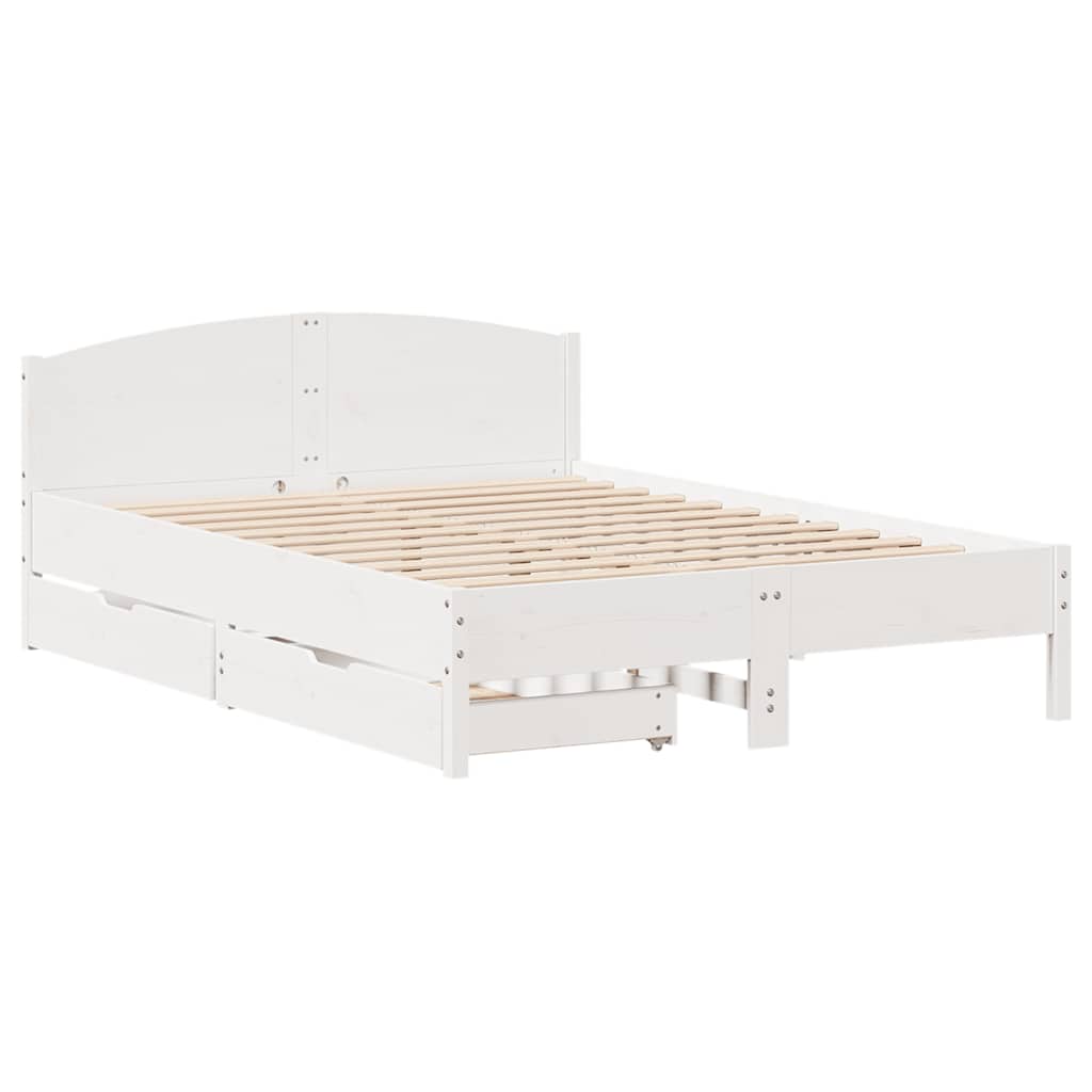 Massivholzbett ohne Matratze Weiß 140x200 cm Kiefernholz