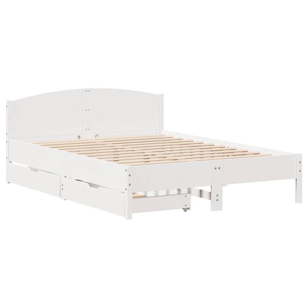 Massivholzbett ohne Matratze Weiß 120x200 cm Kiefernholz