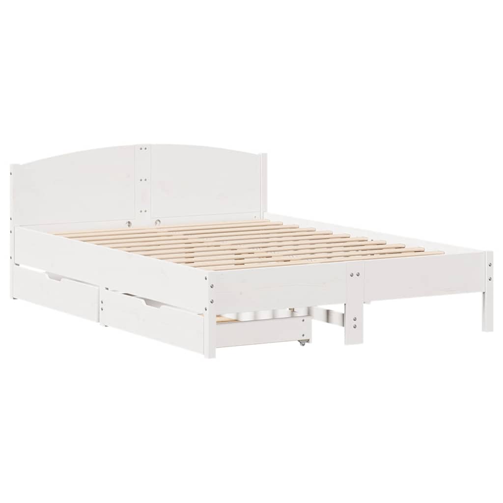 Massivholzbett ohne Matratze Weiß 120x190 cm Kiefernholz