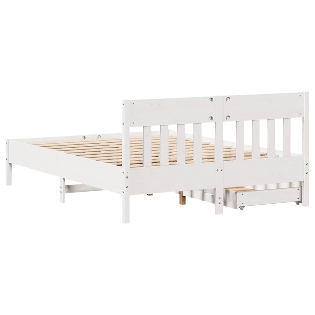 Massivholzbett ohne Matratze Weiß 140x200 cm Kiefernholz