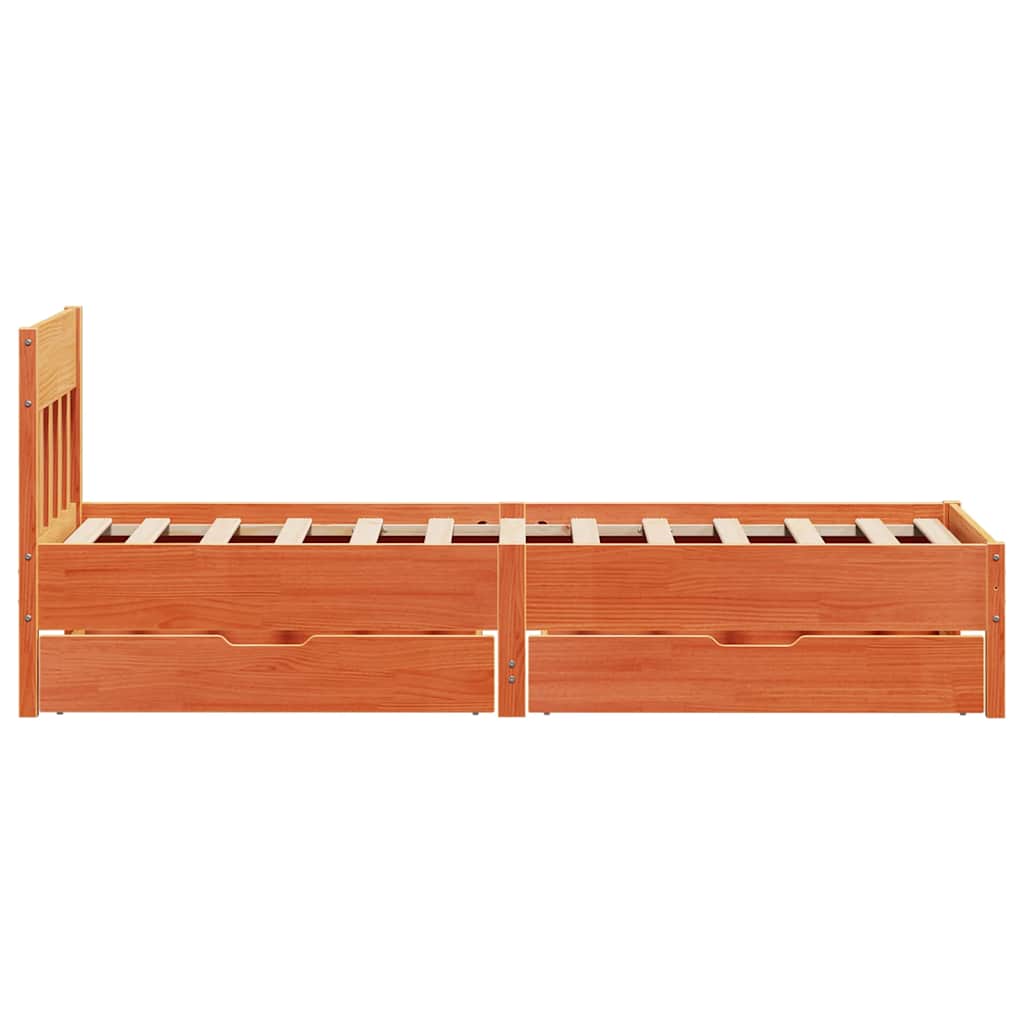 Massivholzbett ohne Matratze Wachsbraun 90x200 Kiefernholz