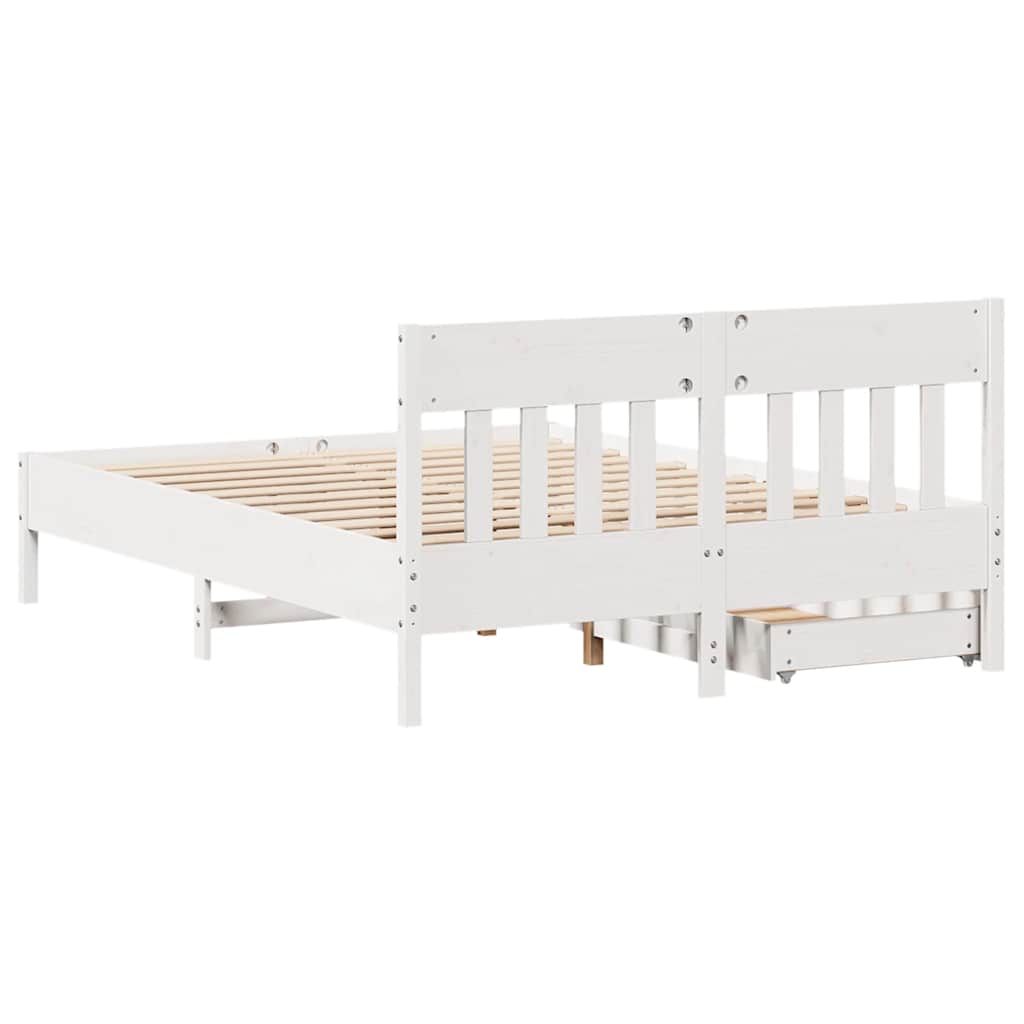 Massivholzbett ohne Matratze Weiß 140x190 cm Kiefernholz