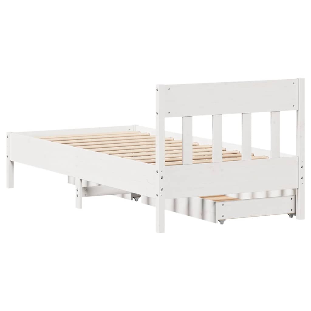 Massivholzbett ohne Matratze Weiß 75x190 cm Kiefernholz