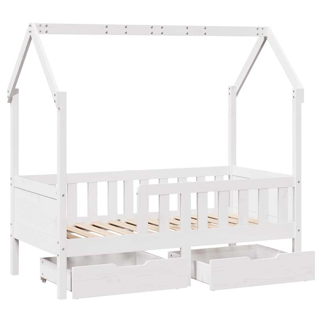Children's bed with drawers 80x170 cm solid pine wood
