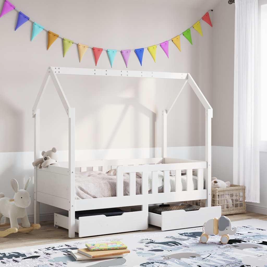 Children's bed with drawers 80x170 cm solid pine wood