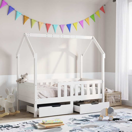 Children's bed with drawers 80x170 cm solid pine wood
