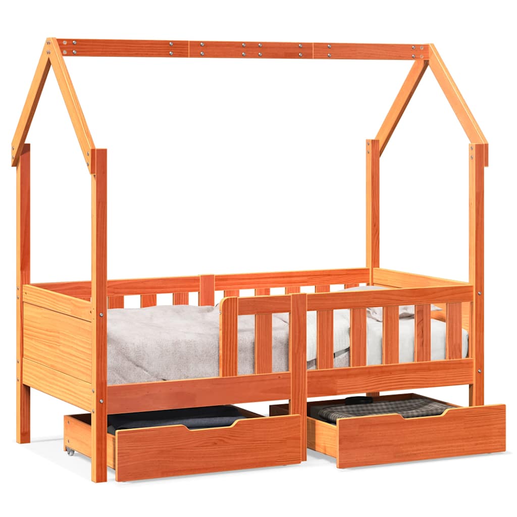 Kinderbett mit Schubladen 70x140 cm Massivholz Kiefer