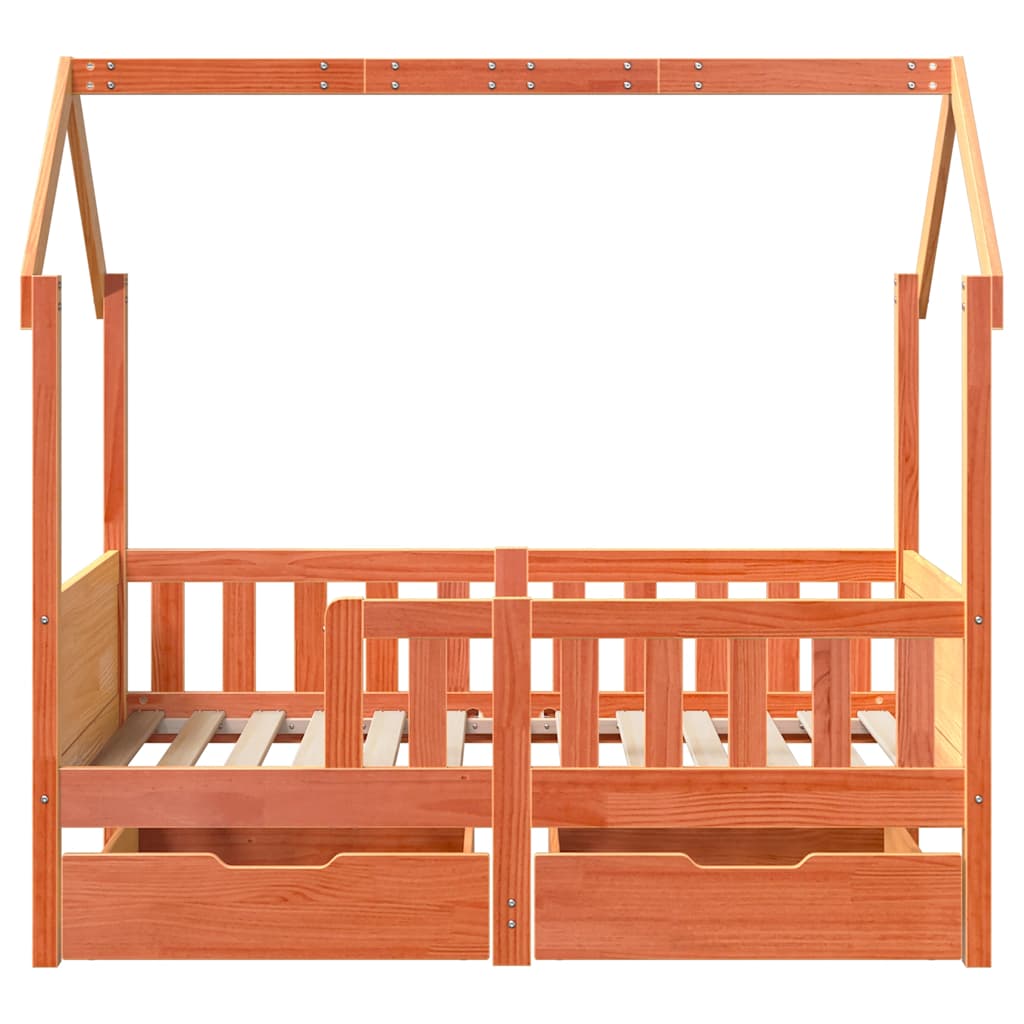 Kinderbett mit Schubladen 70x140 cm Massivholz Kiefer