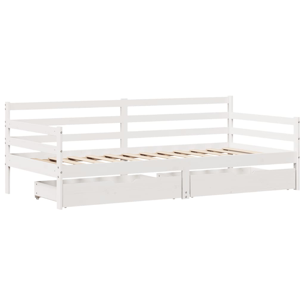 Tagesbett mit Schubladen Weiß 90x200 cm Kiefernholz
