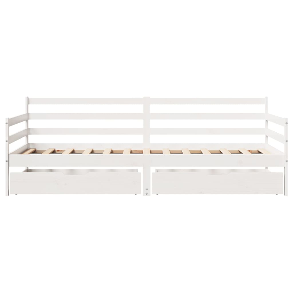 Tagesbett mit Schubladen Weiß 90x200 cm Kiefernholz