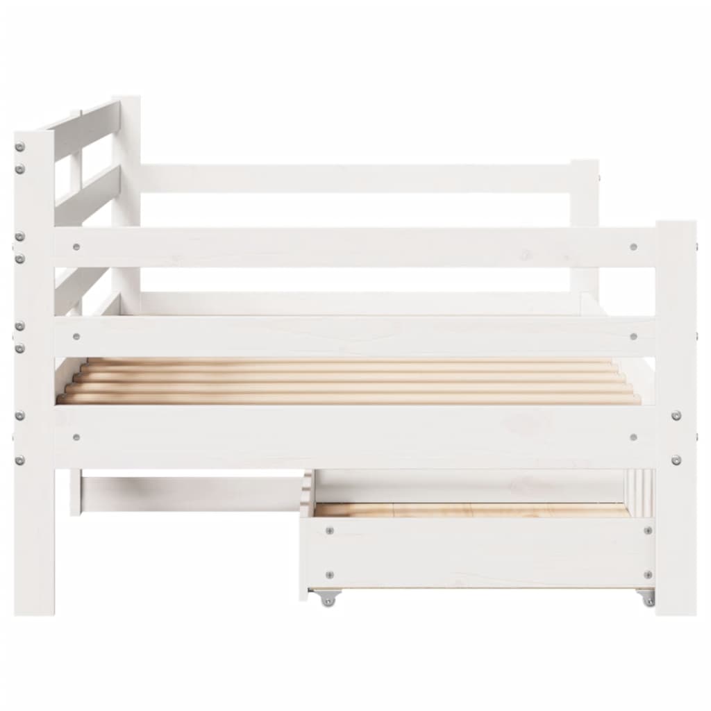 Tagesbett mit Schubladen Weiß 90x200 cm Kiefernholz