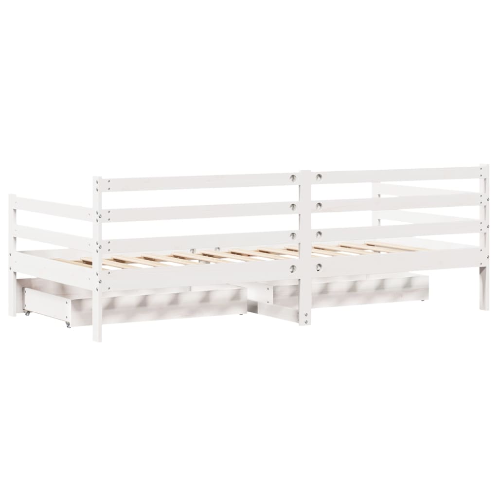 Tagesbett mit Schubladen Weiß 90x200 cm Kiefernholz