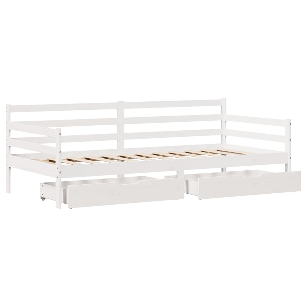 Tagesbett mit Schubladen Weiß 90x200 cm Kiefernholz