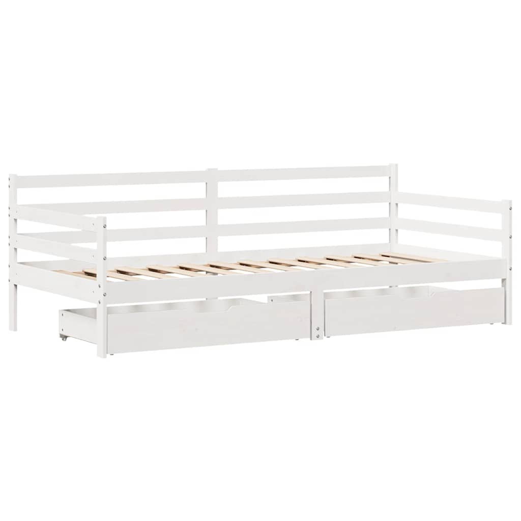 Tagesbett mit Schubladen Weiß 90x190 cm Kiefernholz