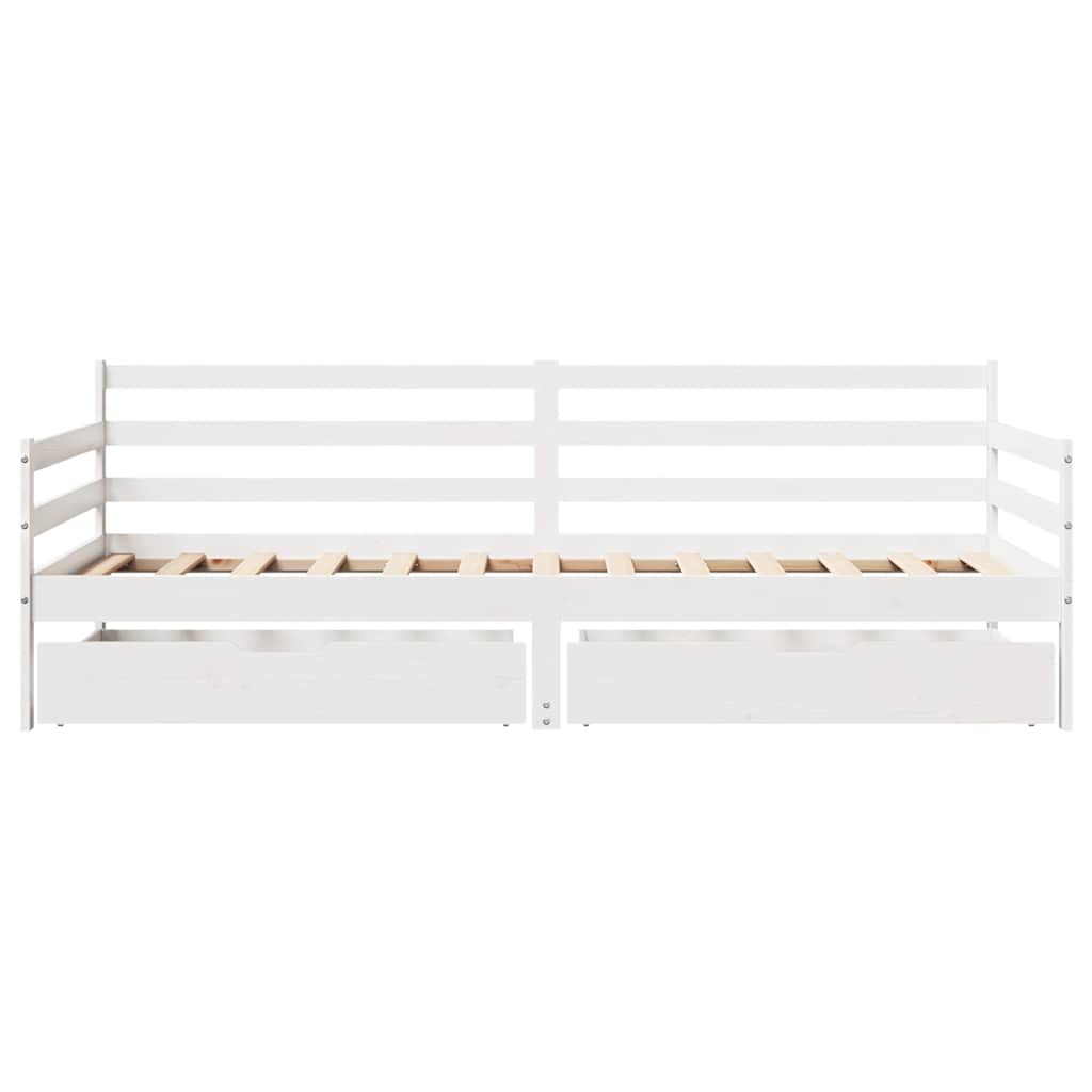 Tagesbett mit Schubladen Weiß 90x190 cm Kiefernholz