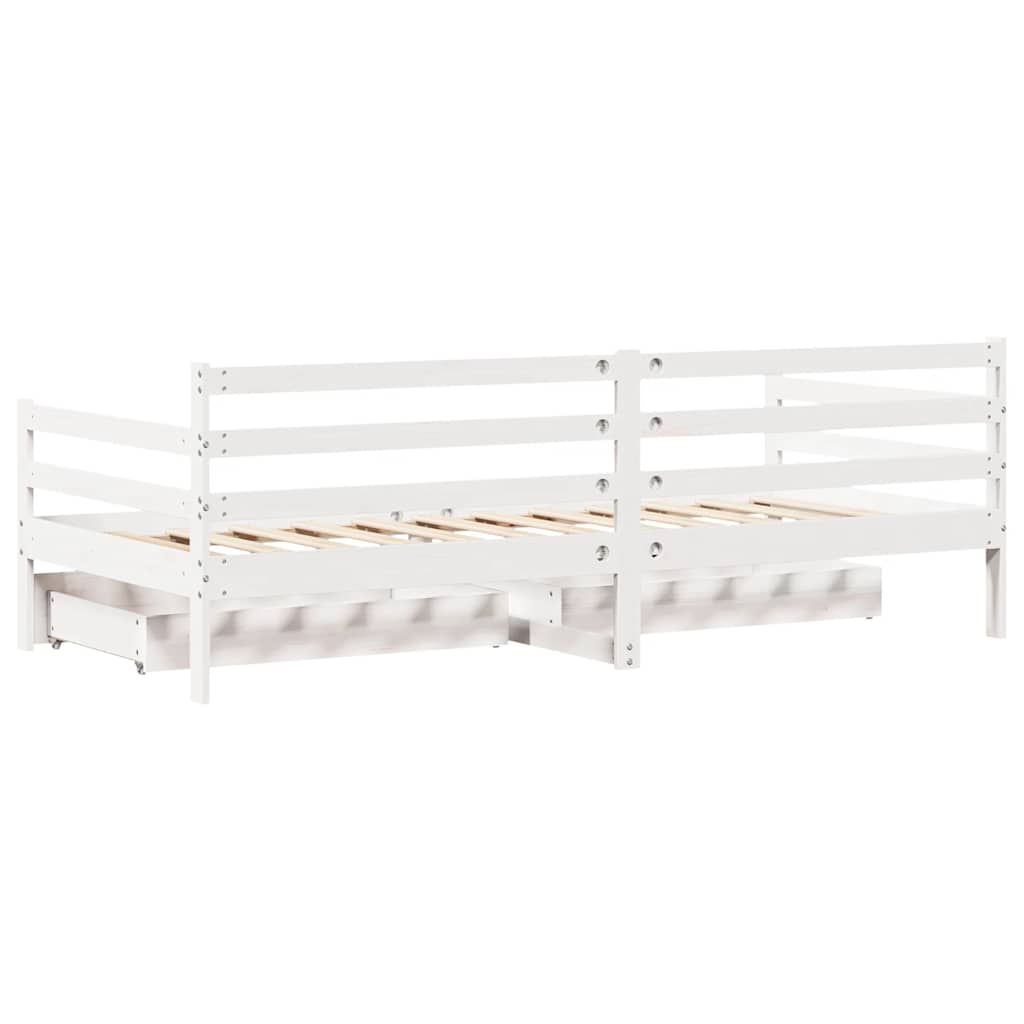Tagesbett mit Schubladen Weiß 90x190 cm Kiefernholz