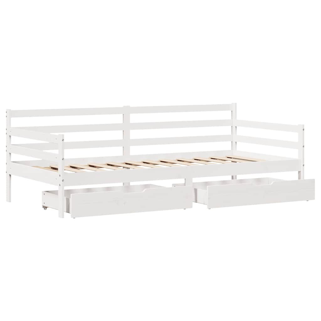Tagesbett mit Schubladen Weiß 90x190 cm Kiefernholz