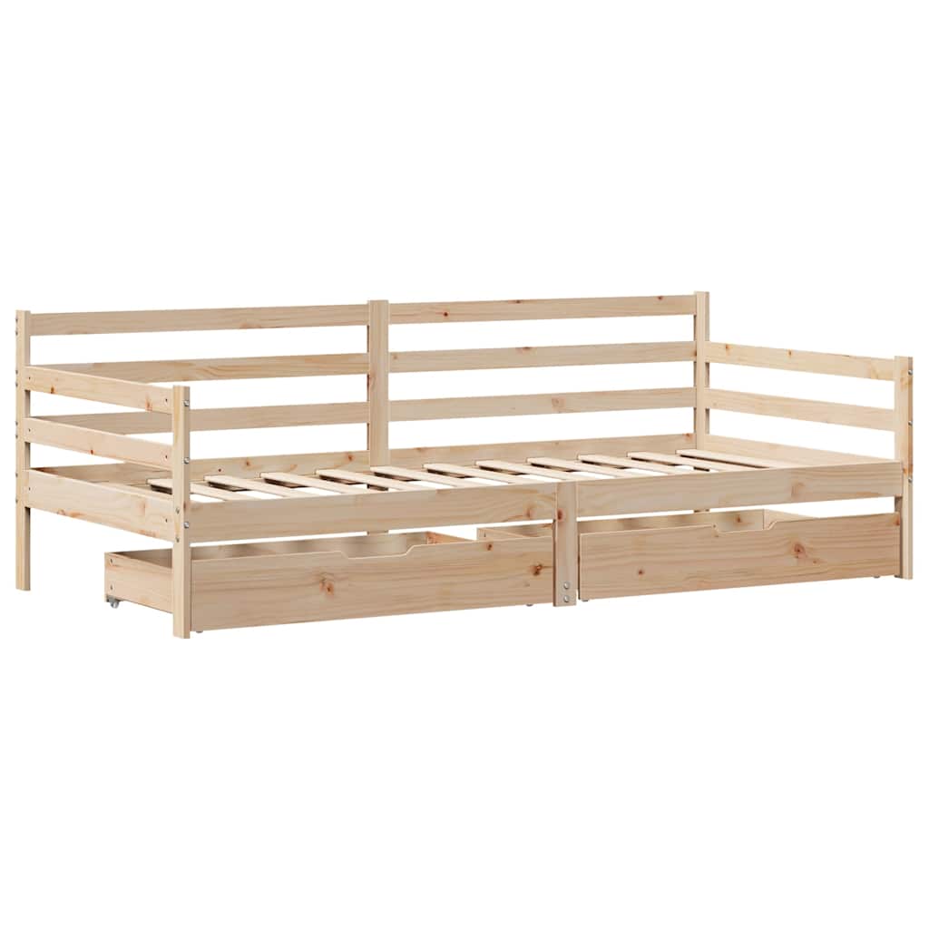 Tagesbett mit Schubladen Weiß 80x200 cm Kiefernholz
