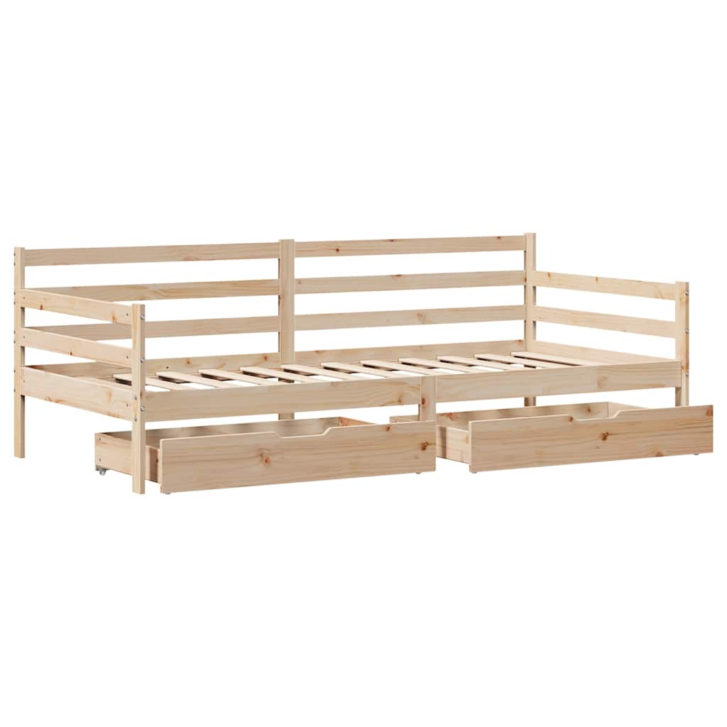 Tagesbett mit Schubladen Weiß 80x200 cm Kiefernholz