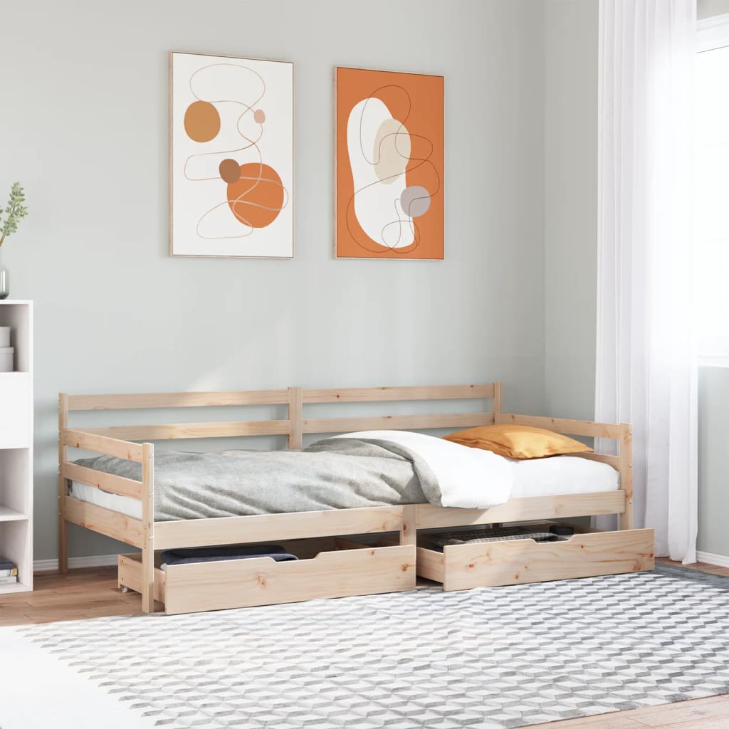 Tagesbett mit Schubladen Weiß 80x200 cm Kiefernholz