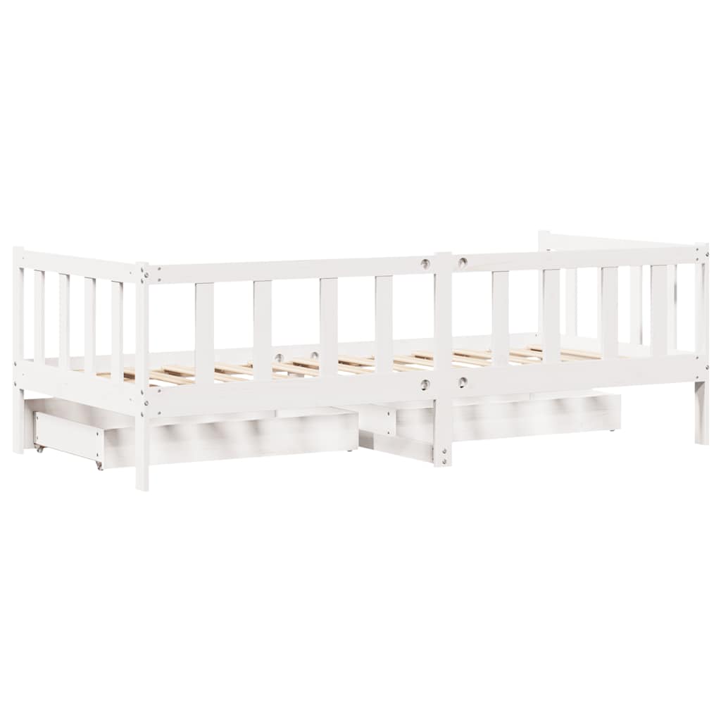 Tagesbett mit Schubladen Weiß 90x200 cm Kiefernholz